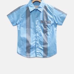 TONYBOY Boys Blue Regular Fit Striped Casual Shirt-image-36
