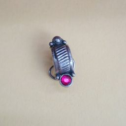 FIROZA Sanyukta Silver Plated Onyx-Studded Nosepin-image-2