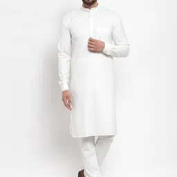Jompers Men White Solid Kurta with Pyjamas-18