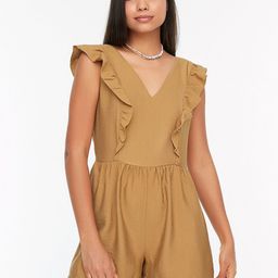 Trendyol Camel Brown Solid Ruffles Playsuit-51