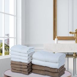BIANCA Set Of 12 Solid Zero-Twist Pure Cotton 500 GSM Ultra-Fluffy Towel Set-image-45