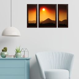 WENS Set Of 3 Brown & Orange Beautiful Nature MDF Wall Paintings-16