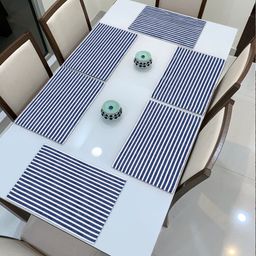 HOKIPO Set of 6 Blue & White Striped Table Placemats-21