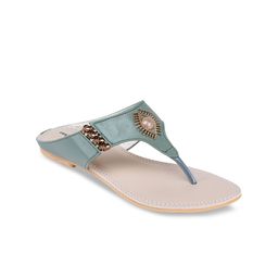 Shezone Women Green Printed T-Strap Flats-38