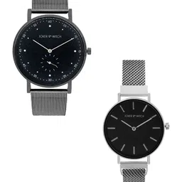 JOKER & WITCH Black & Silver-Toned Jamie & Landon Couple Watches Gift Set JWCW177-image-18
