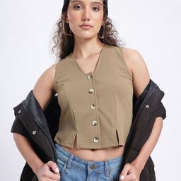 glitchez Adorable Allure Button Placket Cropped Top-image-39