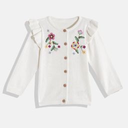 mothercare Girls Cotton Floral Embroidered Cardigan-48