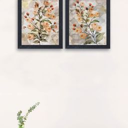 nest ART Set of 2 Multicoloured Synthetic Wood Rose Tree Wall Art-28