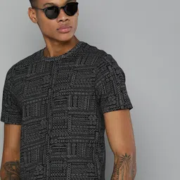 Flying Machine Pure Cotton Geometric Printed T-shirt-image-70