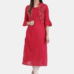 Alena Women Fuchsia Solid Straight Kurta-picture-31