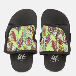 YK Kids Green & Black Printed Slip-On Flip-Flops-41