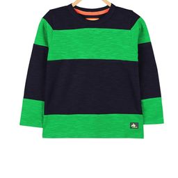 Cherry Crumble Kids Green & Navy Blue Colourblocked Round Neck T-shirt-image-53