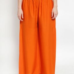 TAG 7 Women Orange Solid Wide Leg Palazzos-20