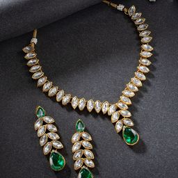 Peora Gold-Plated Crystals-Studded Jewellery Set-36