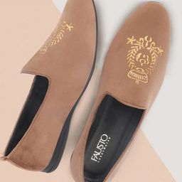 FAUSTO Men Embroidered Lightweight Velvet Mojaris-36