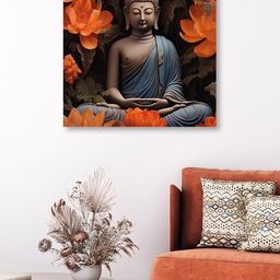 OLIVE TREE Blue & Orange Canvas Religious Wall Art-picture-26