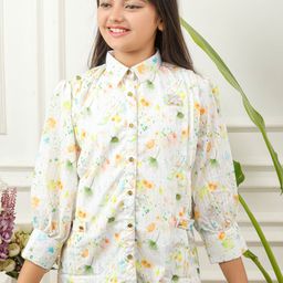Miss & Chief Floral Print Applique Shirt Style Top-image-10