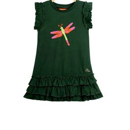 Cherry Crumble Girls Green Solid A-Line Dress-image-87