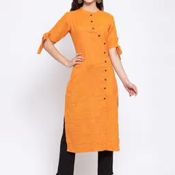 Indibelle Women Orange Solid Straight Kurta-picture-11