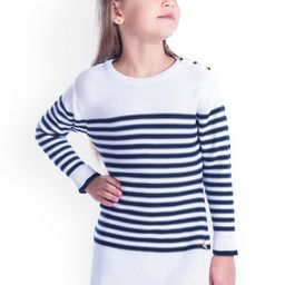 Cherry Crumble Girls White Striped Sweater Dress-image-66
