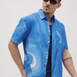 The Roadster Life Co. Abstract Printed Drop-Shoulder Sleeves Pure Cotton Relaxed Fit Shirt-picture-13