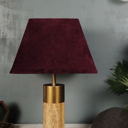 Grated Ginger Maroon & Gold-Toned Textured Frustum Table Lamp-38