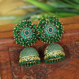 Zoey Gold-Plated Beaded Dome Shaped Jhumkas-17