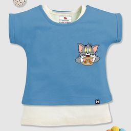 YK X Minute Mirth Tom & Jerry Printed Extended Sleeves Pure Cotton Top with Jersey Tank-image-2