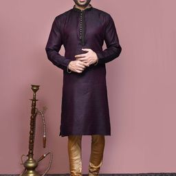 RANAK Ethnic Motifs Woven Design Mandarin Collar Long Sleeves Regular Straight Kurta-image-20