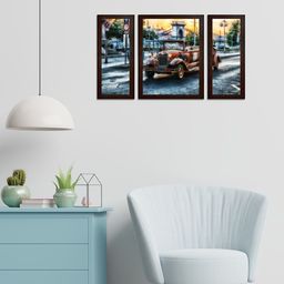 WENS Set of 3 Multi-Coloured Textured Visual Wall Art-15