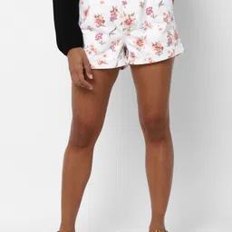 AMERICAN EAGLE OUTFITTERS Women White & Peach-Coloured Printed Regular Shorts-image-42