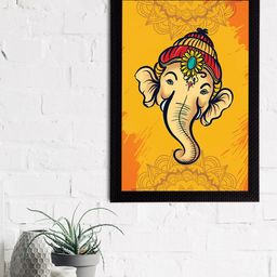 eCraftIndia Yellow & Beige Lord Ganesha Satin Matt Texture UV Art Painting-20