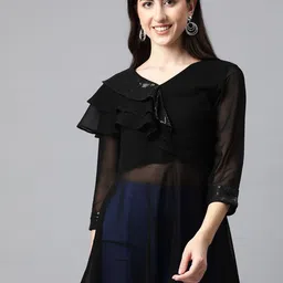 Cottinfab Embellished Georgette Longline Top-image-53