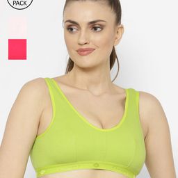 Floret Pack of 3 Solid Non-Wired Non Padded Workout Bra-30