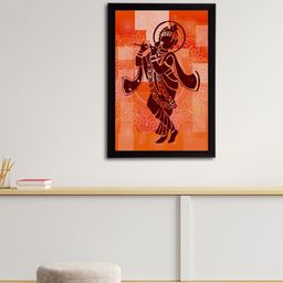 eCraftIndia Orange Lord Krishna Satin Matt Texture Framed UV Wall Art Painting-image-70
