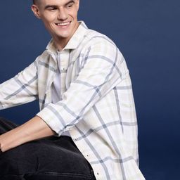 Mast & Harbour Men Checked Cotton Linen Casual Shirt-image-82