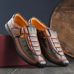 Rising Wolf Men Black & Brown Comfort Sandals-picture-45