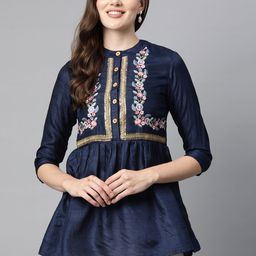 Cottinfab Mandarin Collar Embroidered Tunic-image-6