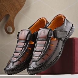 Rising Wolf Men Tan & Black Fisherman Sandals-picture-22