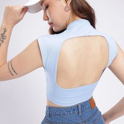 glitchez Cut Out Detailing Fitted Crop Top-image-95