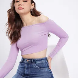 glitchez One Shoulder Fitted Crop Top-image-34