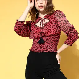 Antheaa Women Elegant Coral Abstract Bustier Top-image-23