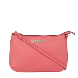 Caprese Peach-Coloured Solid Small Sling Bag-image-2