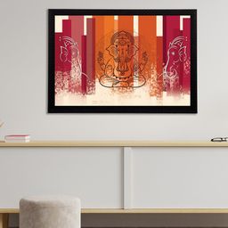 eCraftIndia Orange & Maroon Lord Ganesha Satin Matt Textured UV Wall Art-picture-31