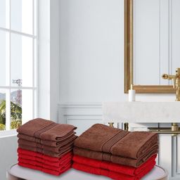 BIANCA Set Of 12 Solid 380 GSM Pure Cotton Towel Set-8
