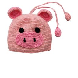 Woonie Unisex Kids Pink & Black Handmade Woolen Beanie-image-95