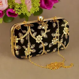 Kuber Industries Embroidered Velvet Box Clutch-picture-28