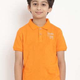 berrytree Unisex Kids Orange Solid Polo Collar Sustainable T-shirt-image-86