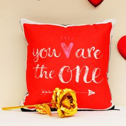 Archies Love Gifts Pack Of 2 Red 1st Valentines Day Special Cushion & 24K Golden Rose-image-94