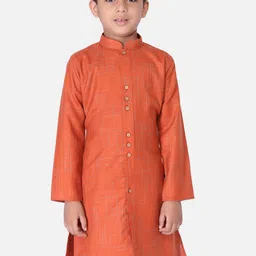 TABARD Boys Orange Checked Kurta-picture-23